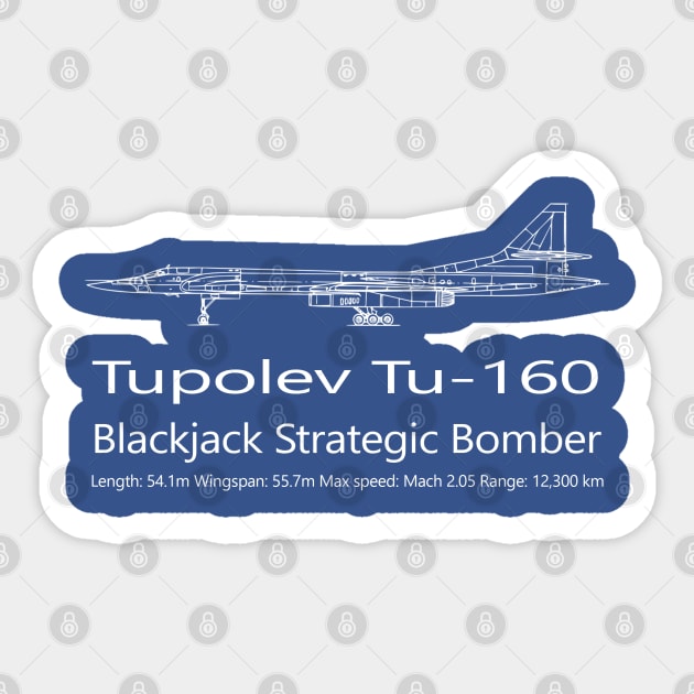 Tupolev Tu-160 Blackjack | Gift T-Shirt Sticker by ProPlaneSpotter